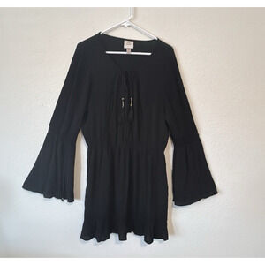 Knox Rose Dress Womens XXL Black Boho Bell Sleeve Peasant Festival Concert